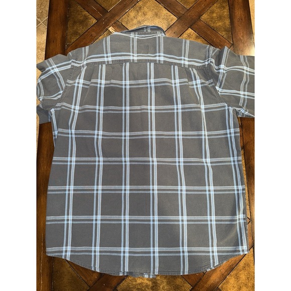 Vintage Carhartt Flannel Men's Large Gray Blue Loose Fit Cotton Plaid Work Shirt - Picture 8 of 8